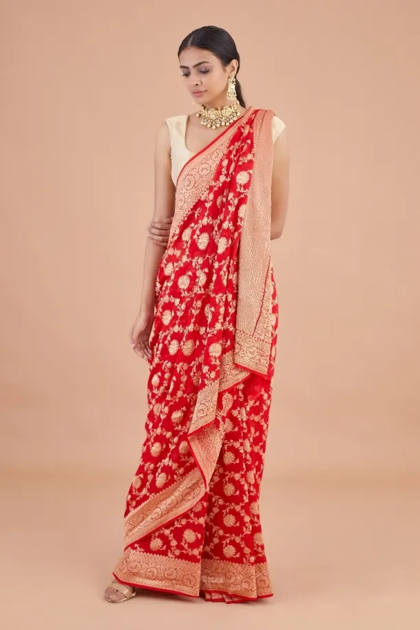 Red Banarasi Georgette Saree