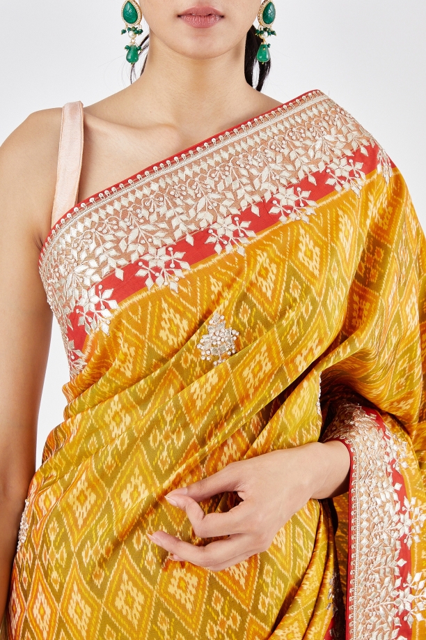 Mustard Yellow Patola Silk Saree