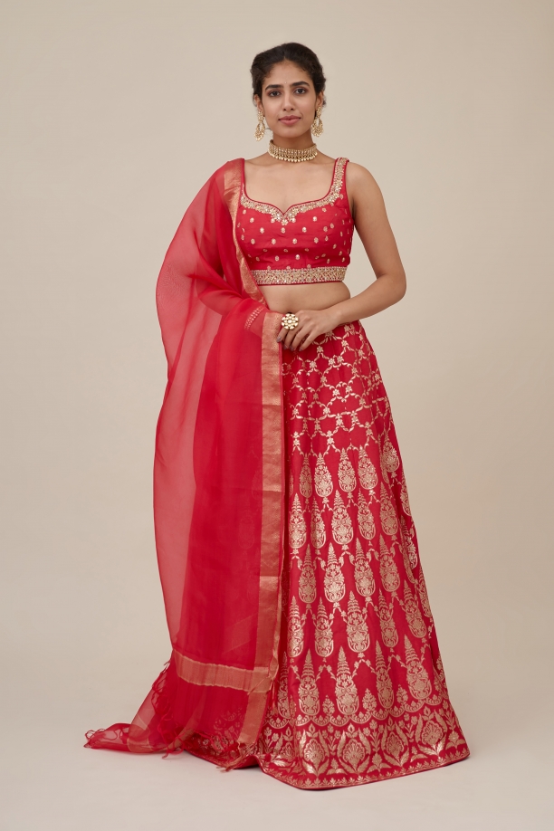 Dahliya Pink Raw silk Lehenga