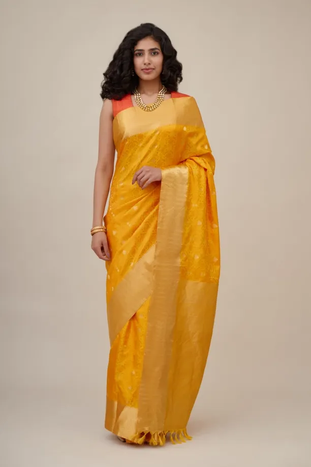 Sunshine Yellow Kanjeevaram Saree