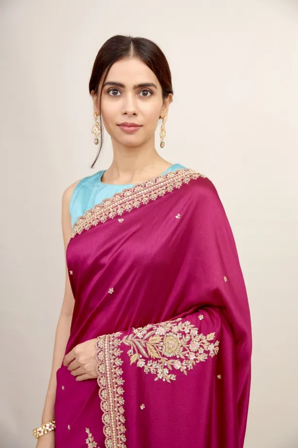 Mulberry Rouge Silk Saree