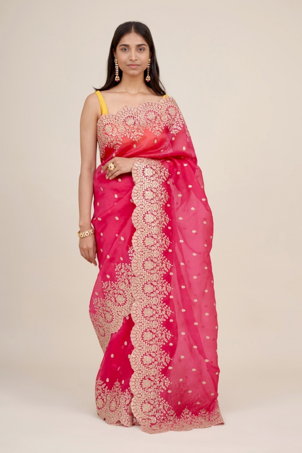 Wild Rose Organza Saree