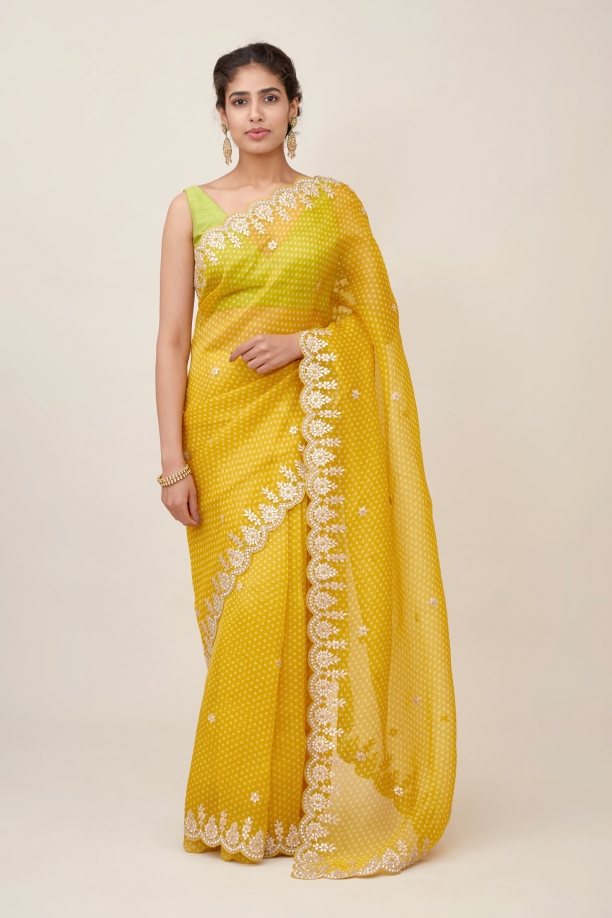 Pastel Yellow Oganza Saree