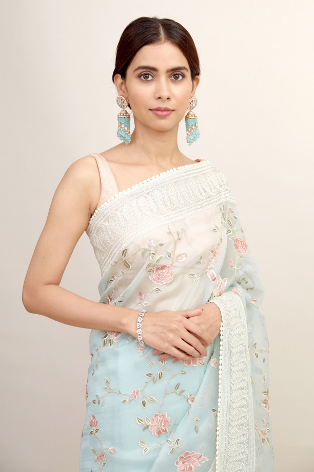 Georgia Blue Organza Saree