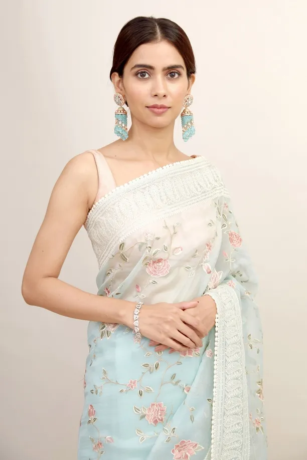 Georgia Blue Organza Saree