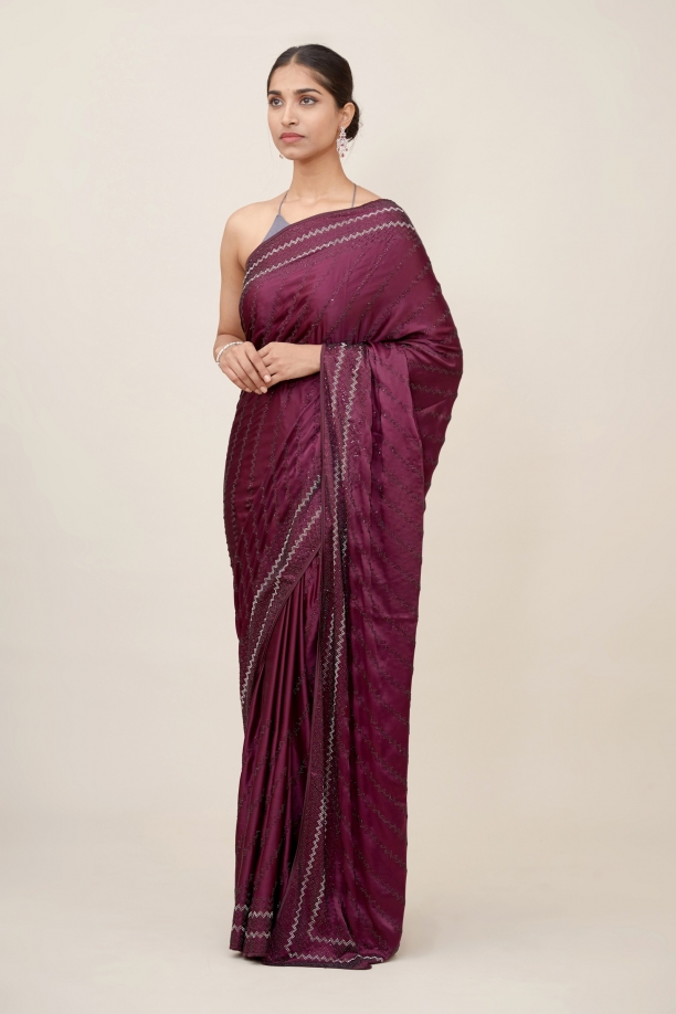 Mulberry Satin Saree