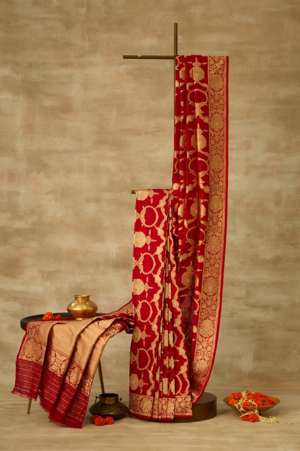 Red Pure Zari Silk Saree