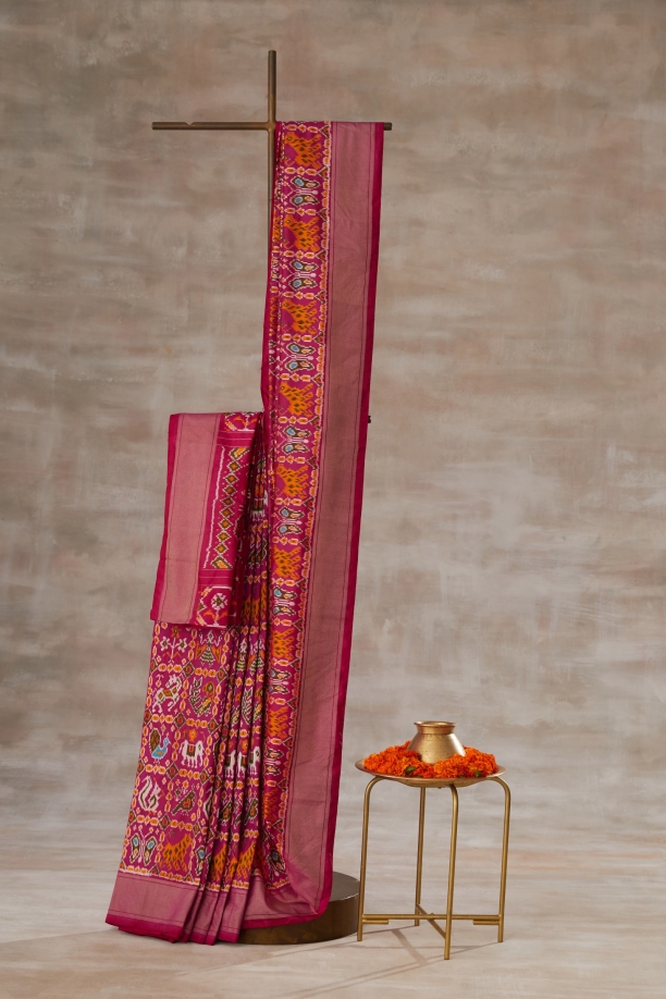 Fuchsia Semi Patan Patola Silk Saree