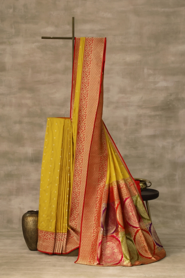 Yellow rangkaat Banarasi Silk Saree