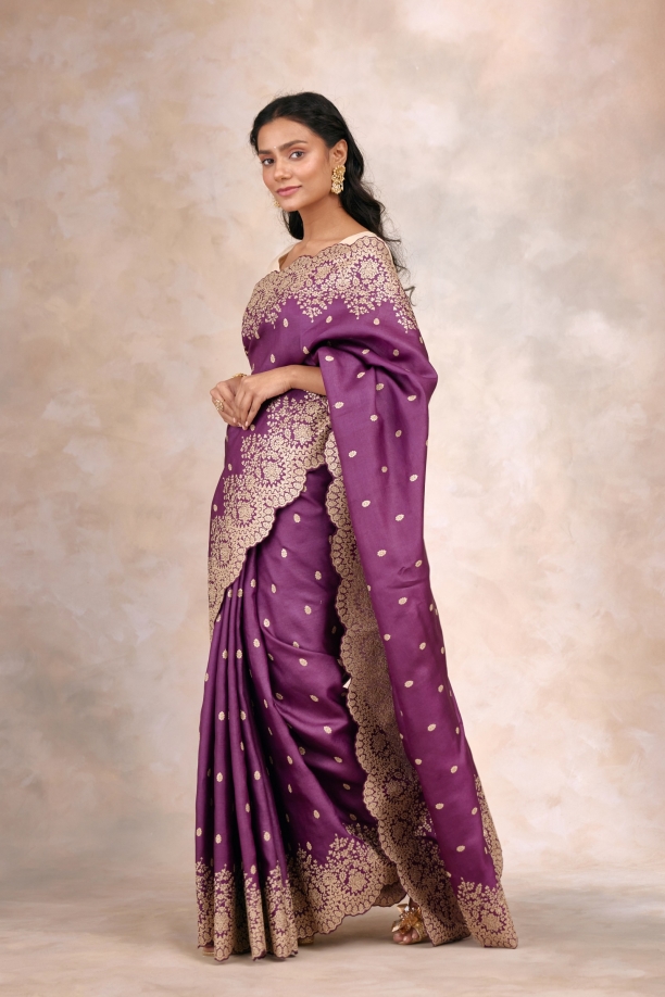 Imperial Mauve Tussar Silk Saree