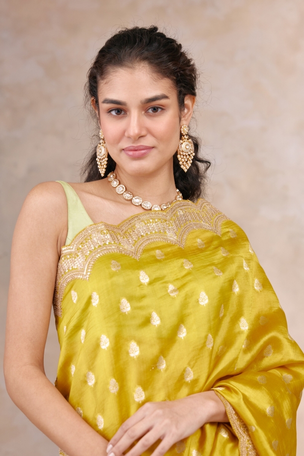 Molten Mustard Banarasi Silk Saree