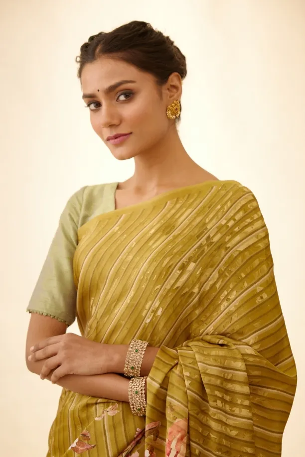 Olive Satin Saree