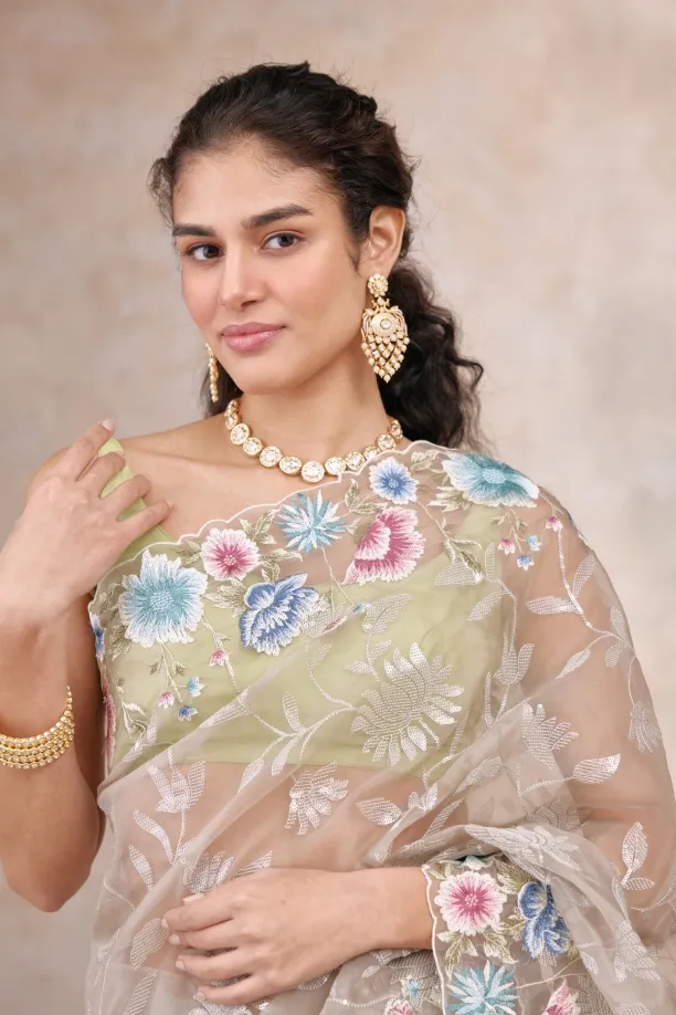 Grey Haze Organza Saree