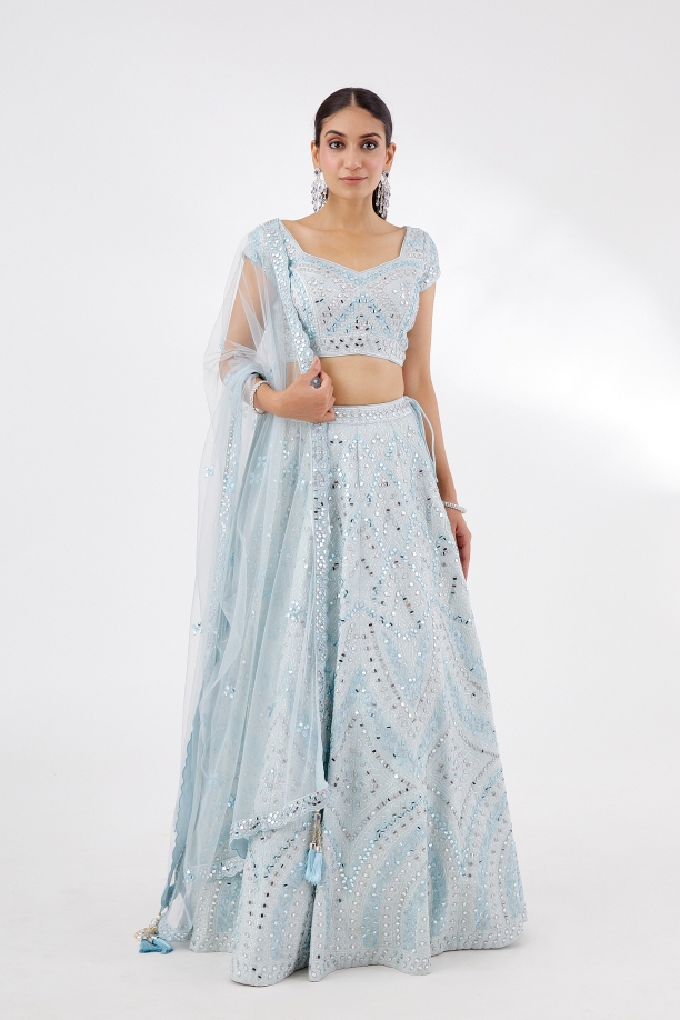 Powder Blue Organza Lehenga