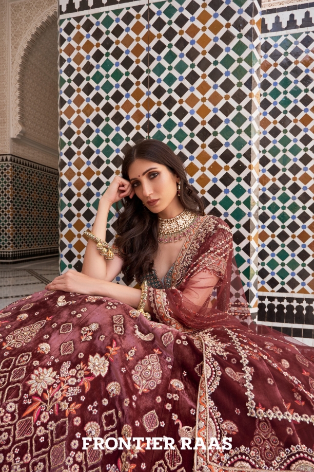 Brown Velvet Lehenga