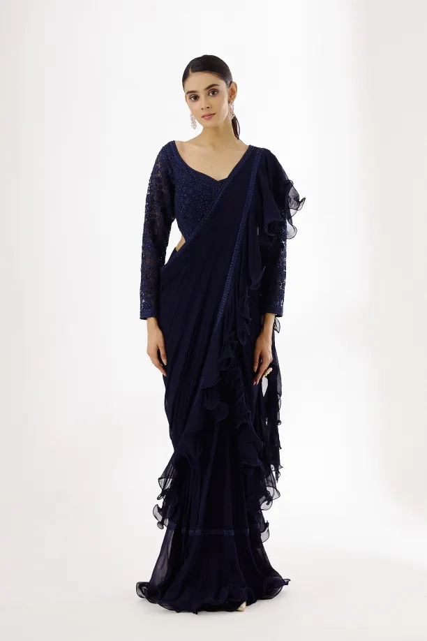 Sapphire Blue Drape Anarkali