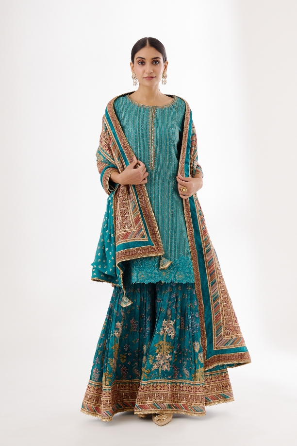 Georgette Self Design Ladies Sharara Suit, Mehndi at Rs 2095/piece in Surat