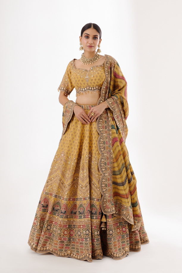 Buy Designer Lehengas for Haldi Function Online Frontier Raas