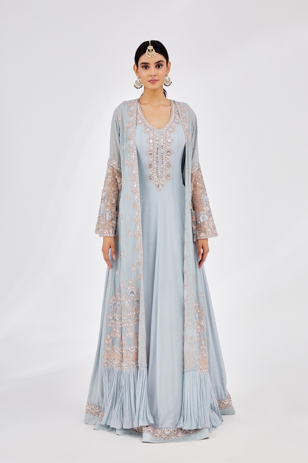 Lavender cape Gown | Indian gowns dresses, Fashion dresses, Gown party wear