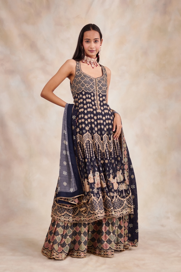 Atasi Women's Designer Anarkali Black Salwar Suit Ethnic Indian Cotton Dress-8  - Walmart.com