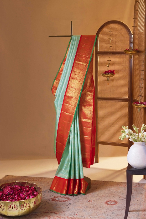 Mint Green Kanjivaram Silk Saree