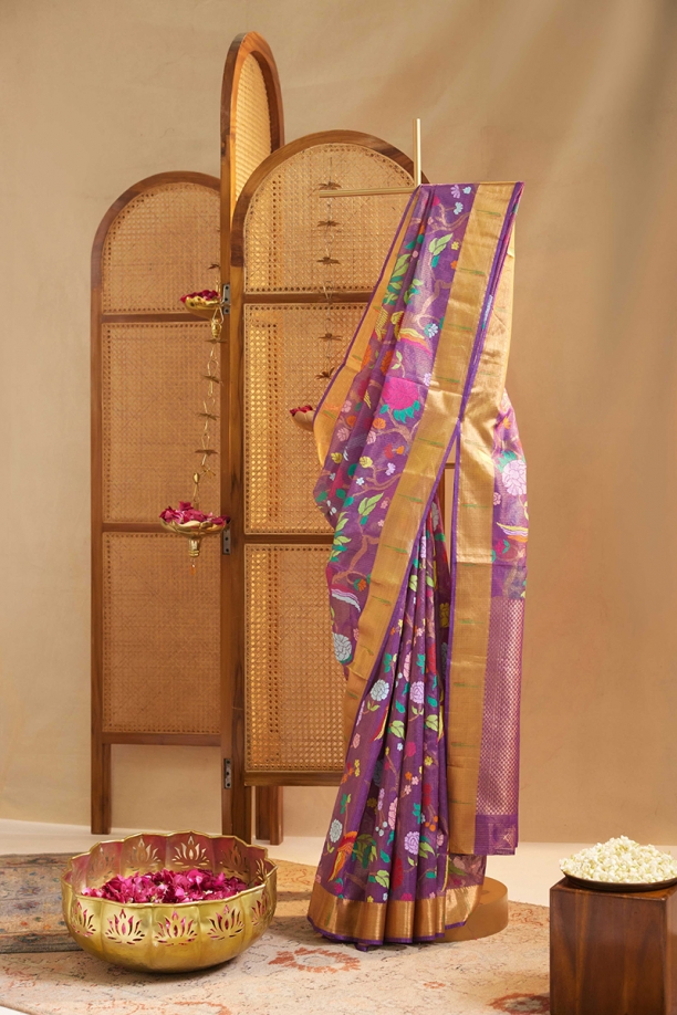 Royal Purple Kota Zari Saree