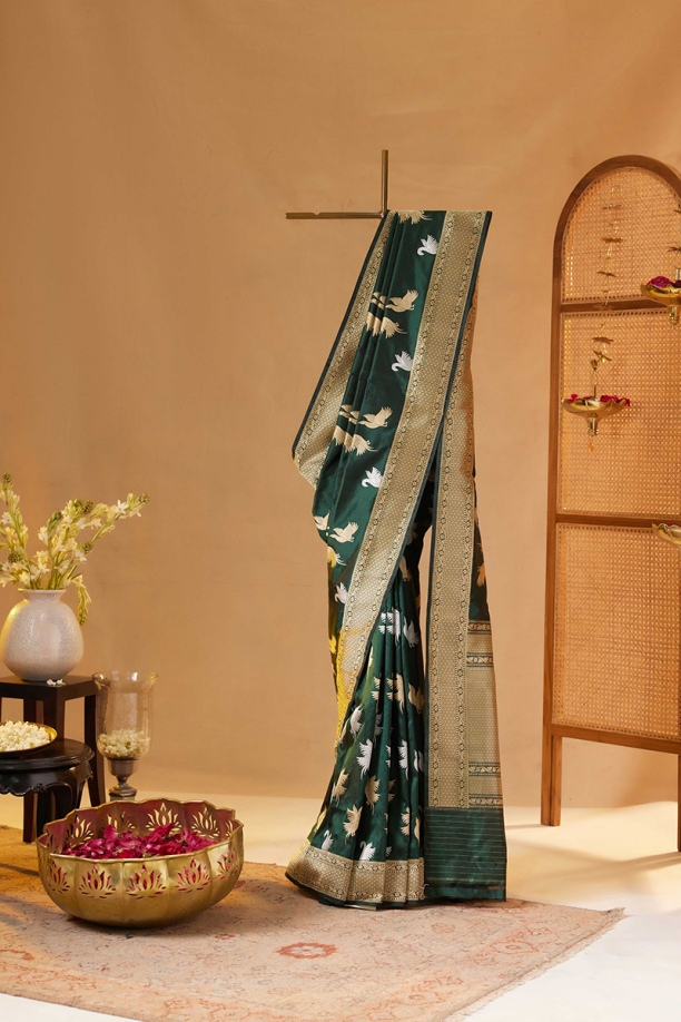 Sacramento Green Banarasi Kattan Silk Saree
