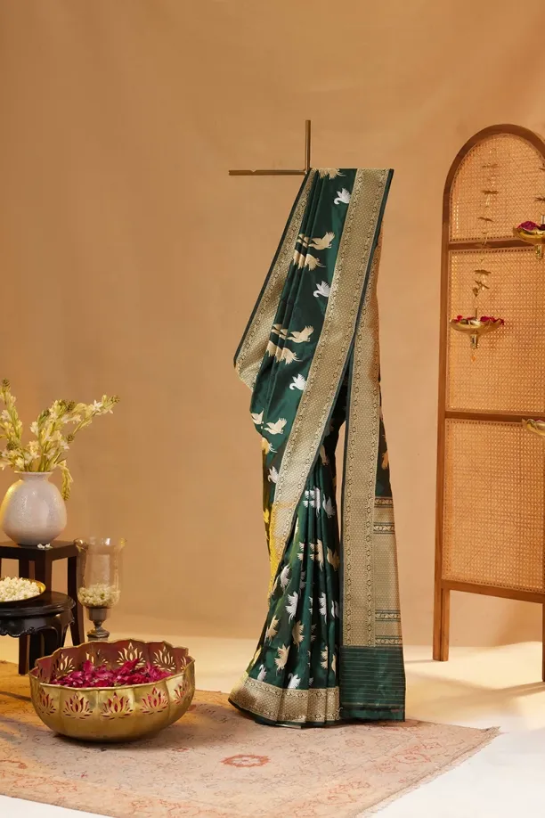 Sacramento Green Banarasi Kattan Silk Saree