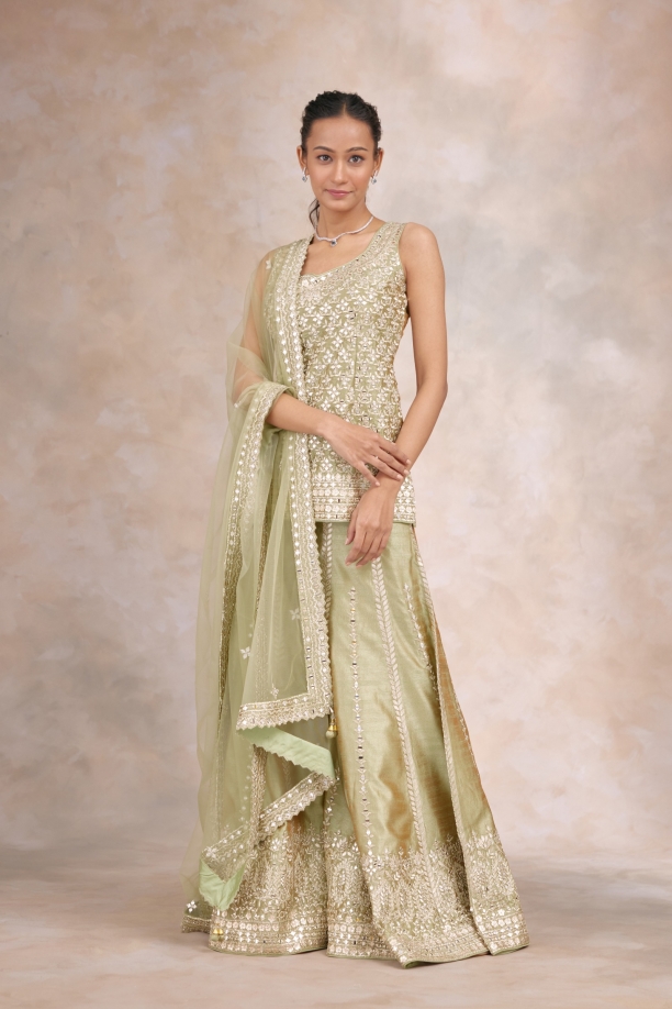 Lily Green Silk Sharara Set