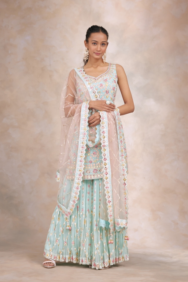 Arctic Blue Georgette Garara Set