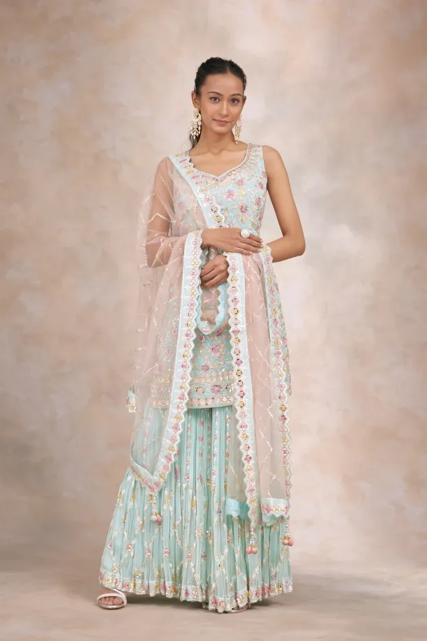 Arctic Blue Georgette Garara Set
