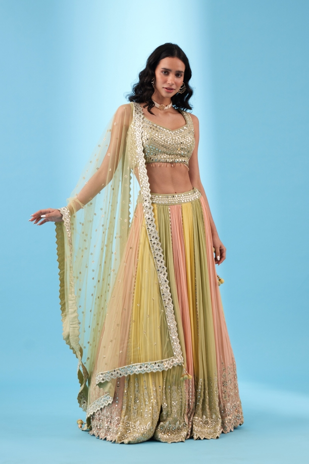 Lime Green Georgette Lehenga