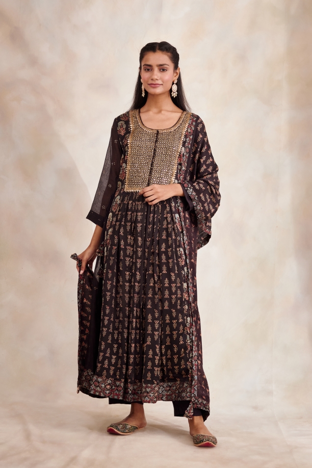 Soil Brown Ajrakh Suit Set