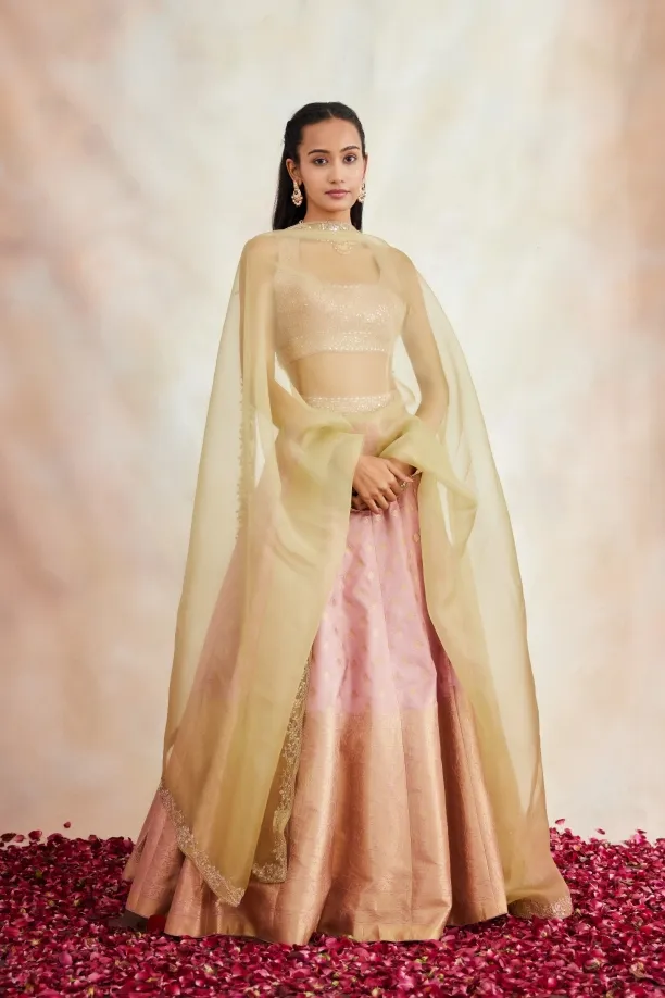 Sweet Pink Banarasi Silk Lehenga