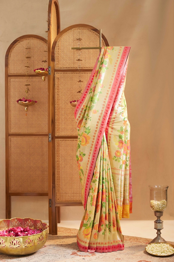 Sunflower Yellow Paithani Silk Saree