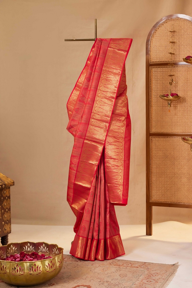 Hot pink Kanjivaram Silk saree