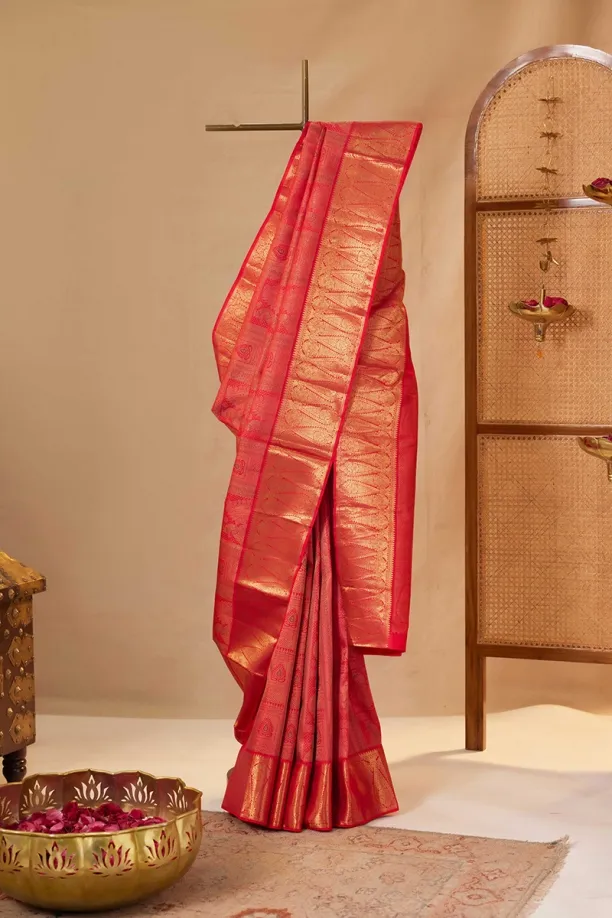 Hot pink Kanjivaram Silk saree
