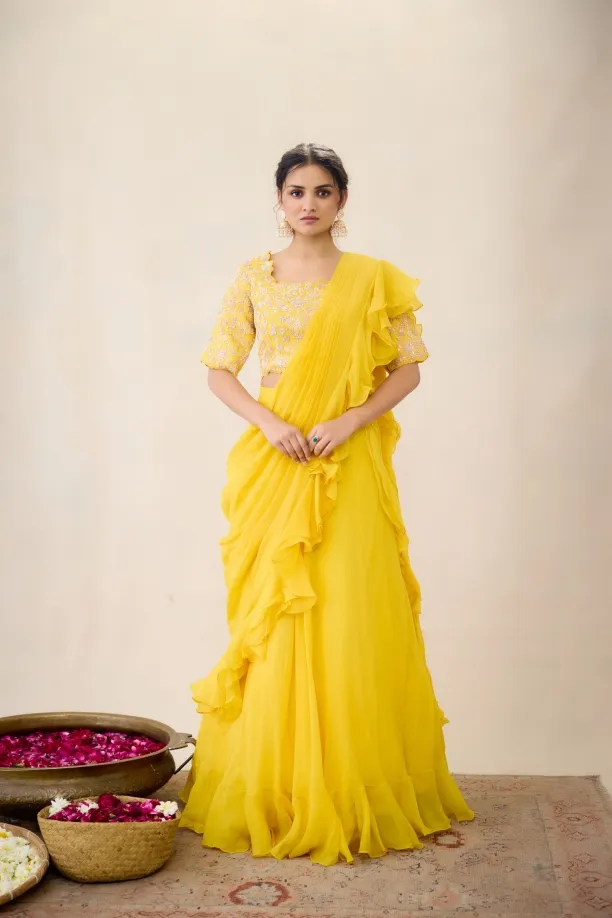 Mango Yellow Lehenga Set