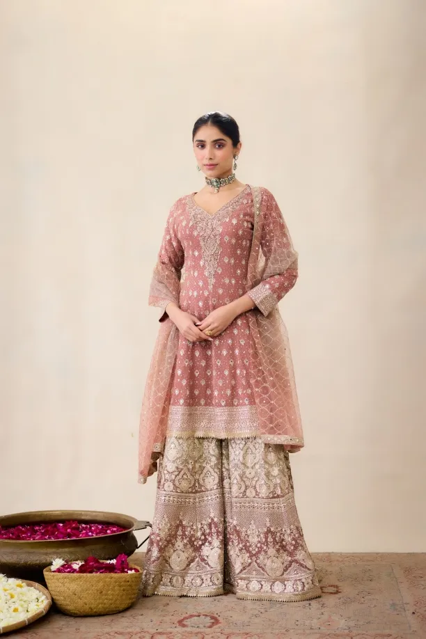 Beige Pink Sharara Set