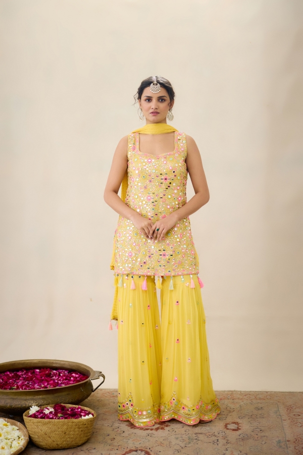 Daisy Yellow Sharara Set