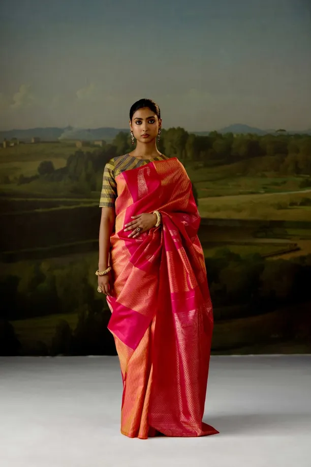 Fuchsia Pink Kanjivaram Silk Saree
