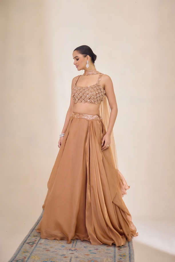 Peach Lehenga Set