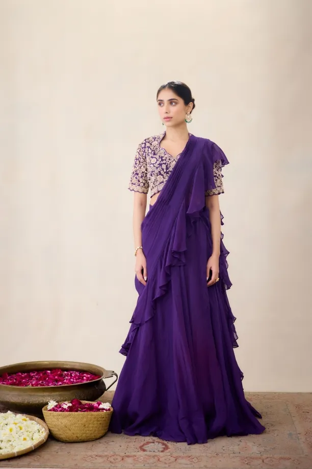 Dark Purple Sharara Set