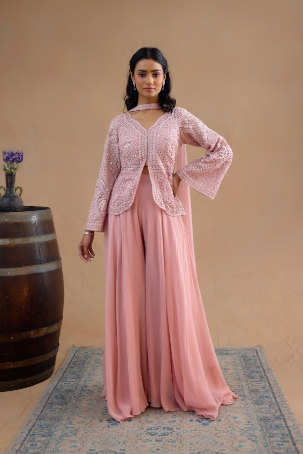 Rusty Pink Sharara Set