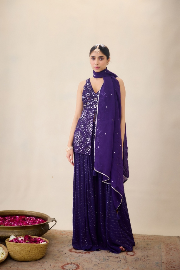 Royal Purple Sharara Set