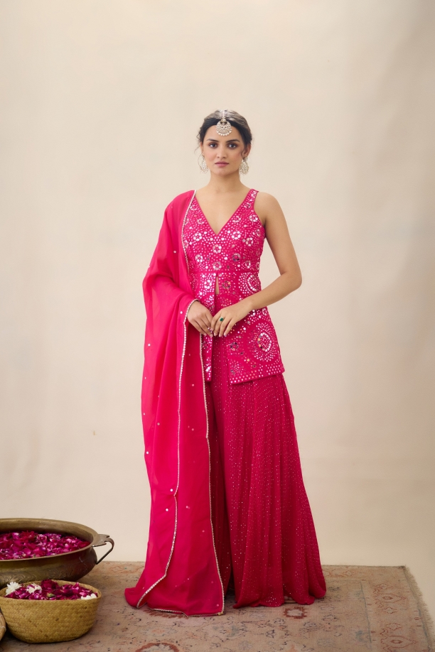 Magenta Sharara Set