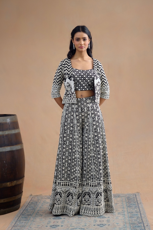 Coal Black Sharara Set