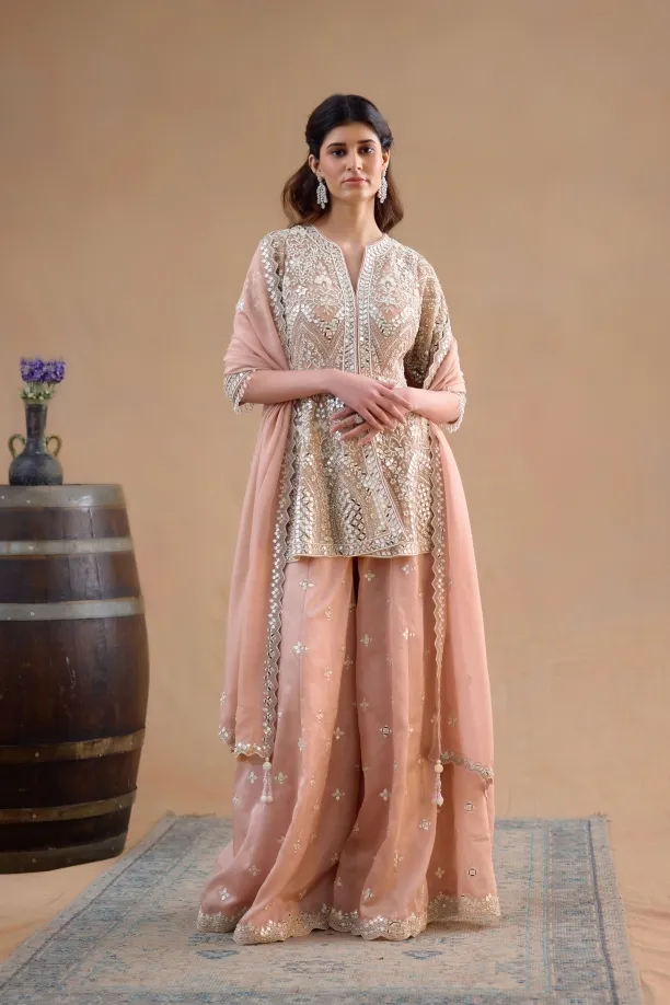 Salmon Pink Sharara Set