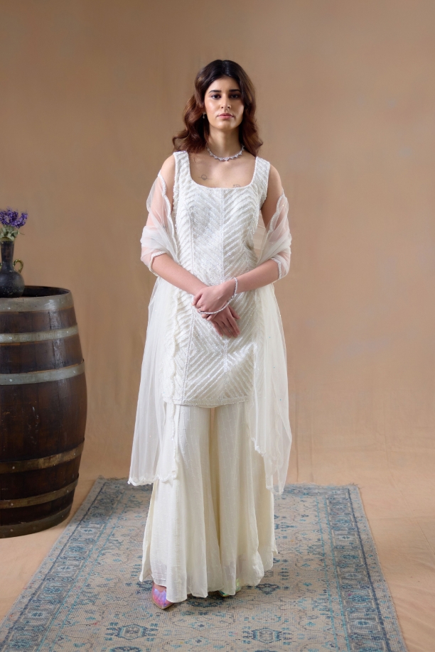 Off White Sharara Set