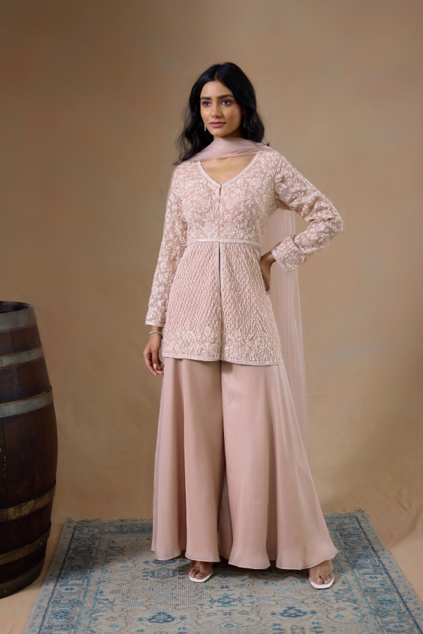 Novelle Peach Sharara Set